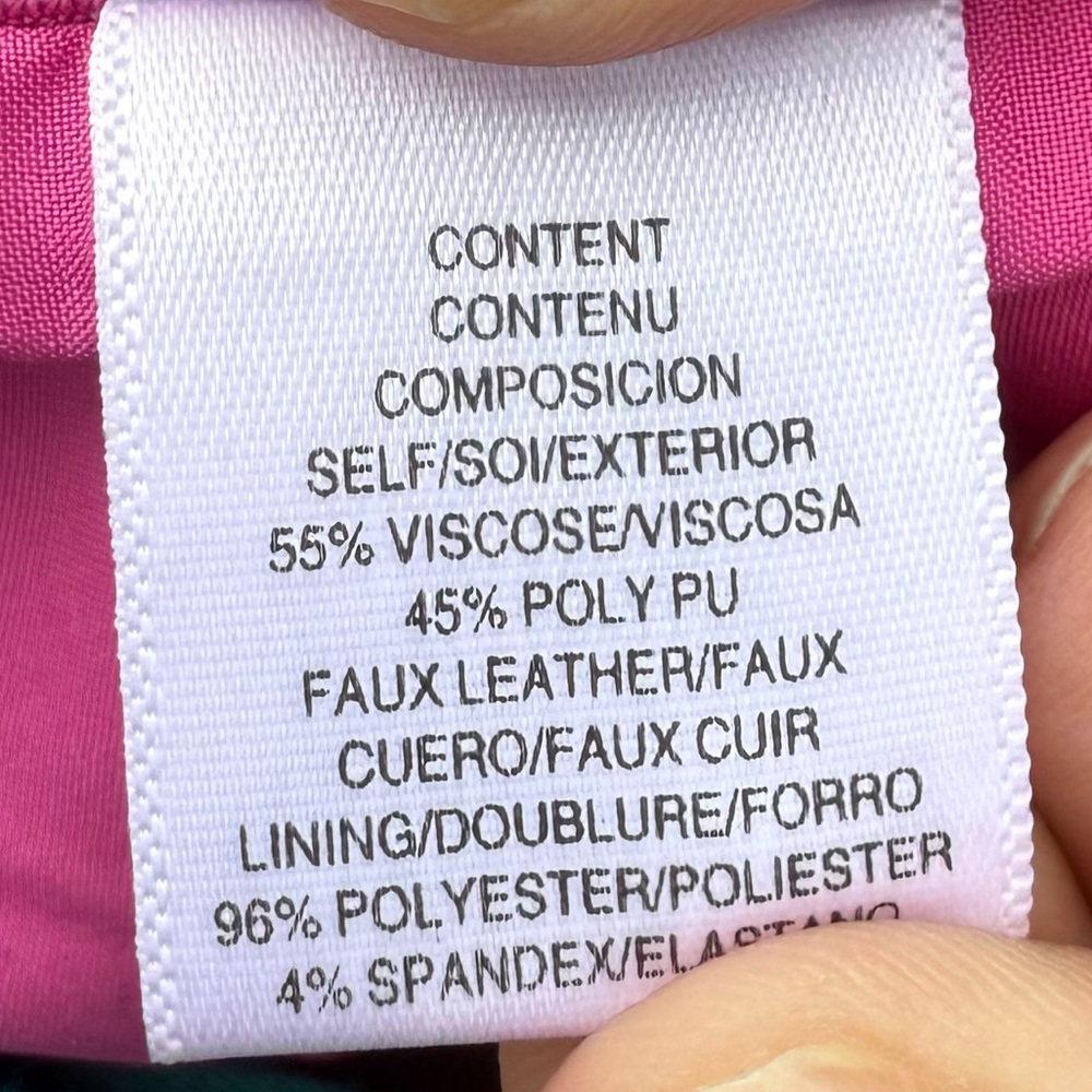 NWOT Wayf Anthropologie Barbiecore Pink Faux Leather Crop Top / L - Picture 17 of 17